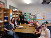 Annesley speaks to students at Marple Sixth Form College